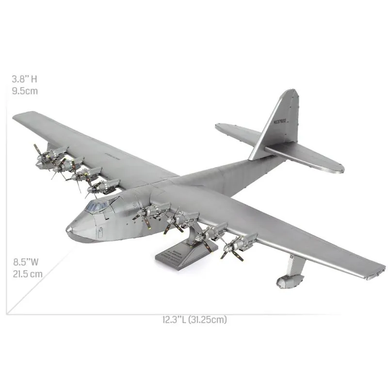 MetalEarth: PREMIUM SERIES - THE SPRUCE GOOSE 32x21,5x9,5cm, maquette 3D en métal avec 3 feuilles, en boîte 13,5x22x2cm, 14+