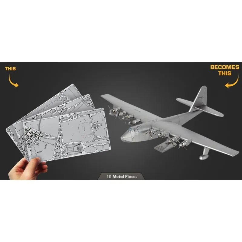 MetalEarth: PREMIUM SERIES - THE SPRUCE GOOSE 32x21,5x9,5cm, maquette 3D en métal avec 3 feuilles, en boîte 13,5x22x2cm, 14+