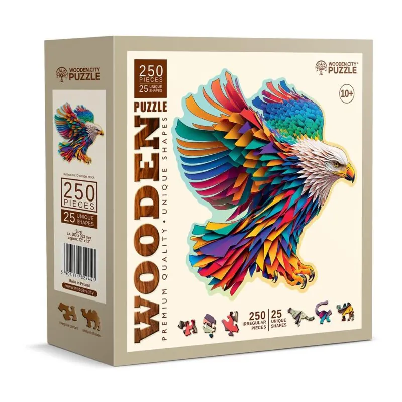 Wooden City Puzzle: BRIGHT EAGLE 250/25, en bois, 8+