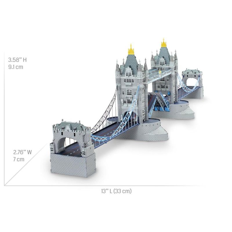 Maquette en métal MetalEarth: PREMIUM SERIES - LONDON TOWER BRIDGE 33x7x9,1cm, maquette 3D en métal avec 3 feuilles, en boîte 13