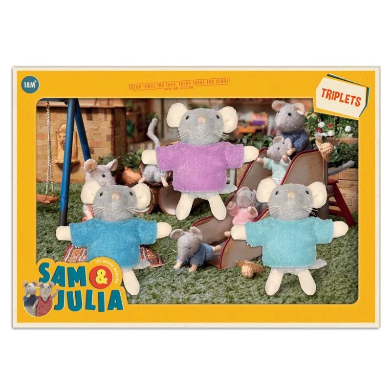 Sam&Julia PELUCHE: POUPÉES TRIPLÉS 8cm, en boîte, 18m+