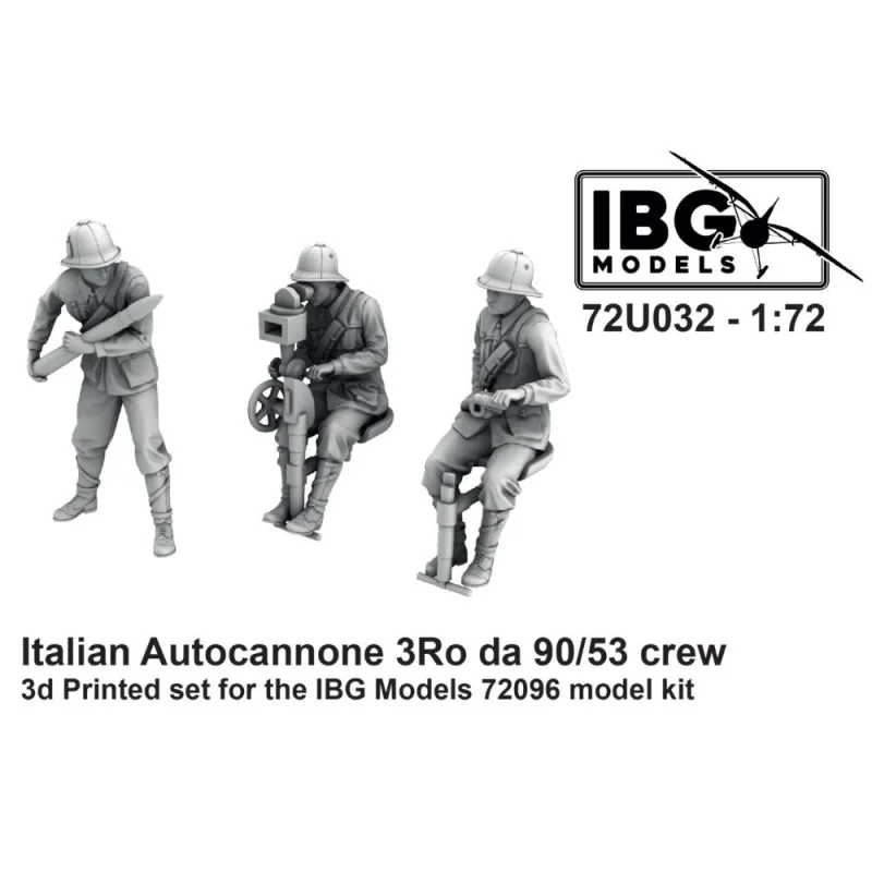 IBG MODELS : 1/72 ; Équipage italien de l'Autocannone 3Ro da 90/53 (imprimé en 3D - 3 figurines)