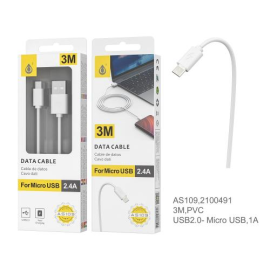 Câble micro USB 3M Blanc pour SmartPhone, PS4, XBOX One