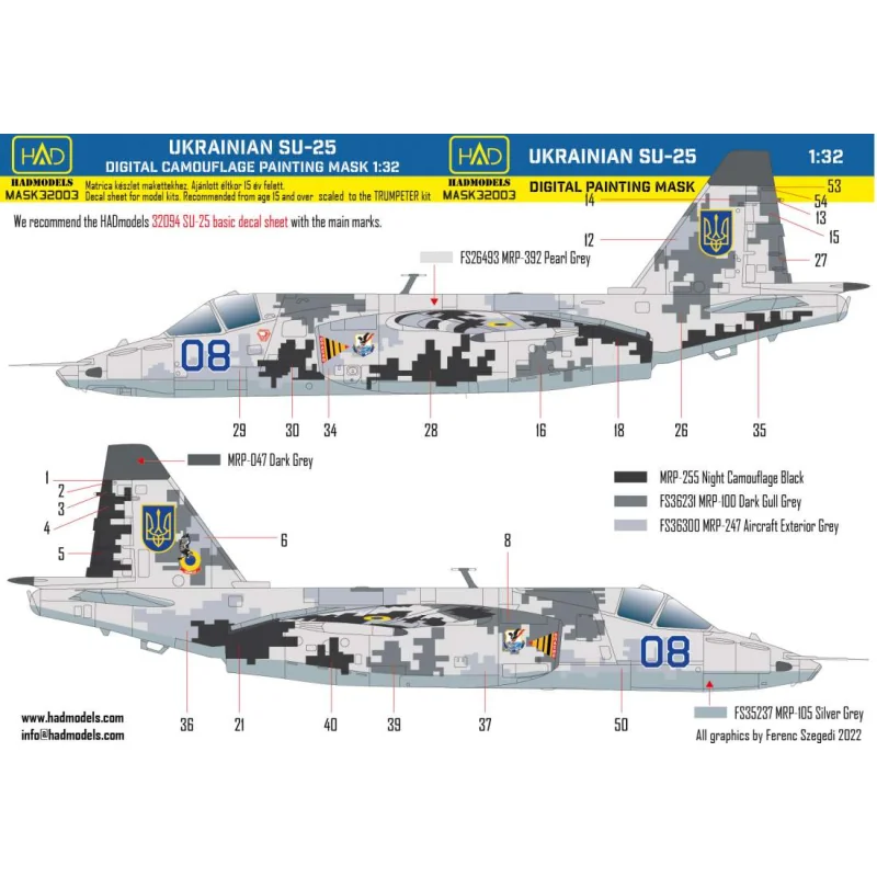 Masque de peinture à motif de camouflage numérique ukrainien Sukhoi Su-25