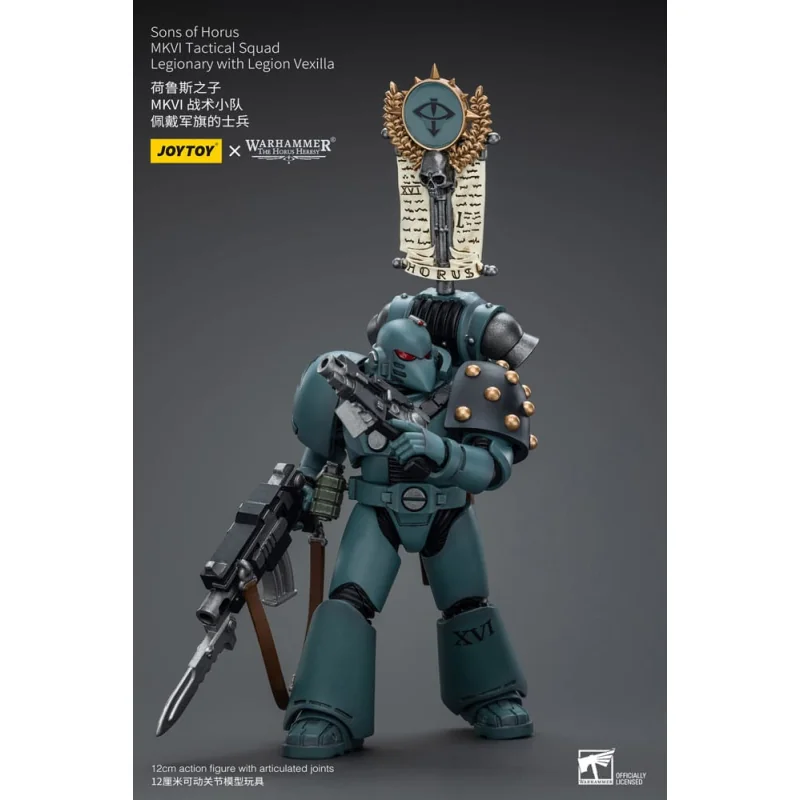 Warhammer The Horus Heresy figurine 1/18 Sons of Horus MKVI Tactical Squad Legionary with Legion Vexilla 12 cm