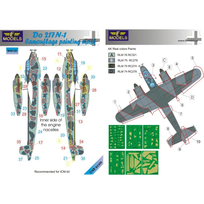 Dornier Do-217N-1 camouflage pattern paint mask (designed to be used with ICM kits)