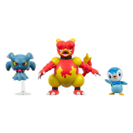  Pokémon pack 3 figurines Battle Figure Set Tiplouf, Feuforêve, Magmar 5 cm