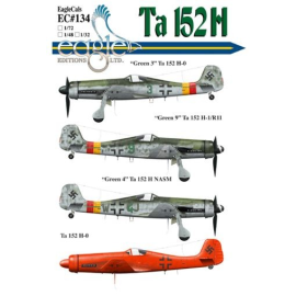 Décal Focke Wulf Ta 152 A total of five aircraft markings are provided. Green 3 originally Yellow 3 photographed at Alteno Airfi