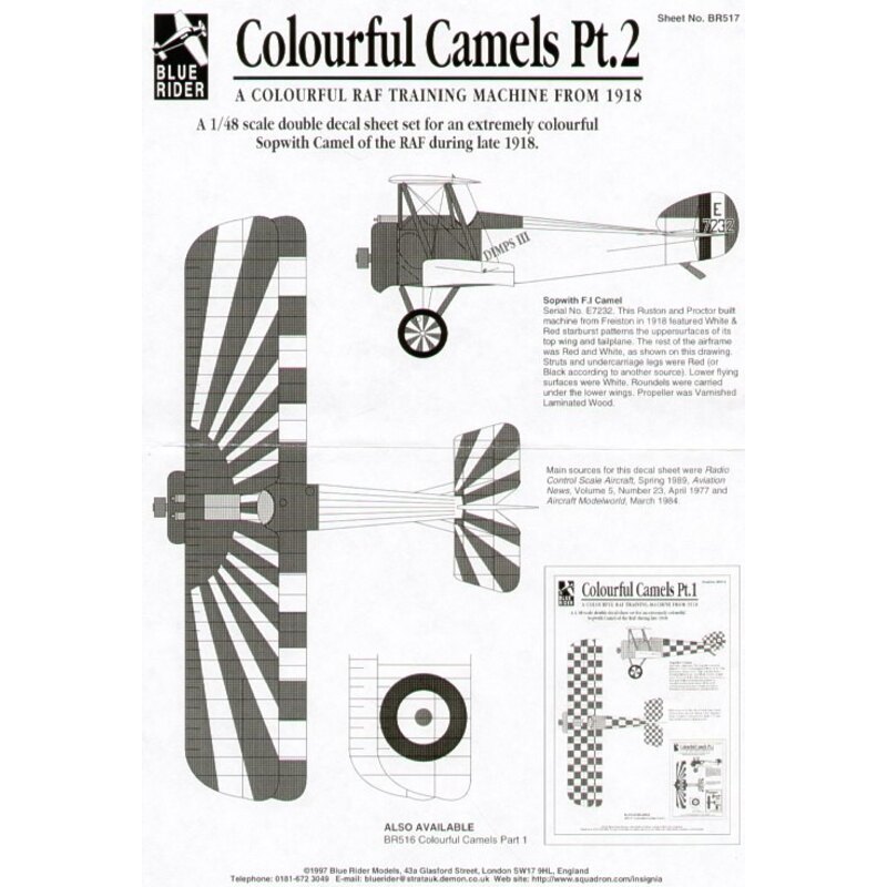 Décal Colourful Camels Part 2. Dimps III Red/White 'Rising Sun' RAF training aircraft