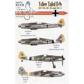 Décal Focke Wulf Fw 190D-9 Yellow Tailed (4) Red 1 12/JG54 Oblt Hans Dortemann 1944 Yellow 1 3/JG26 Oblt. Hans Dortemann 1945 Bl