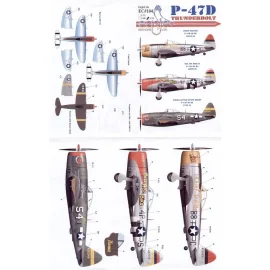 Décal Republic P-47D Thunderbolt Pt 1 (3) 44-19965 B8-C 379th FS/362nd FG Lt Ray Murphy `Chief Seattle' 9th Air Force 44-32773 4