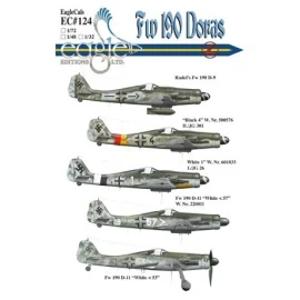 Décal Focke Wulf Fw 190D (5)Rudel's Focke Wulf Fw 190D-9 Black 4 II./JG301 White 1 1./JG26 Focke Wulf Fw 190D-11 White 57 1./JG1