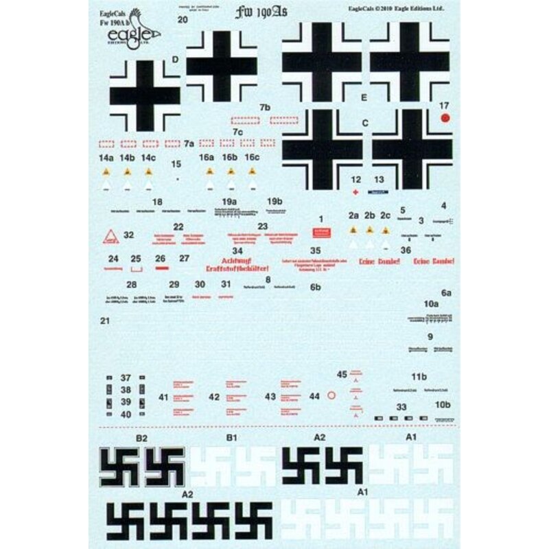 Décal Focke Wulf Fw 190A (4) Focke Wulf Fw 190A-2 Black Chevron III/JG 26 Hptm Pips Priller Focke Wulf Fw 190A-3 Black Chevron I