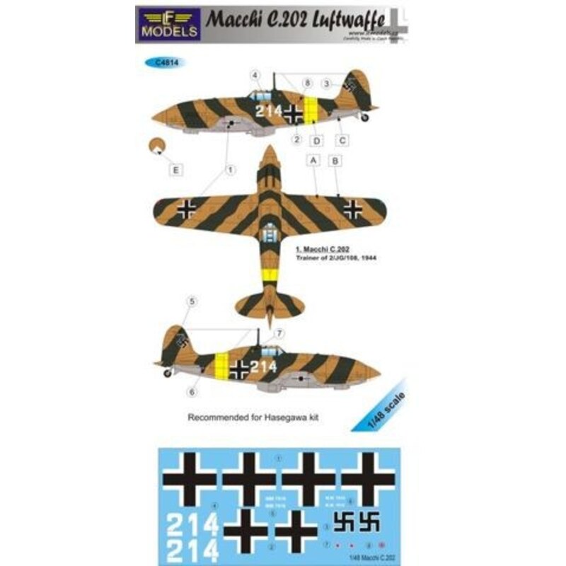 Décal Macchi C.202 Luftwaffe (pour les maquettes Hasegawa)