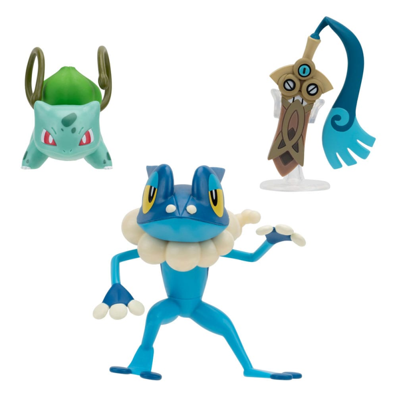  Pokémon pack 3 figurines Battle Figure Set Monorpale, Bulbizarre 4, Croâporal 5 cm