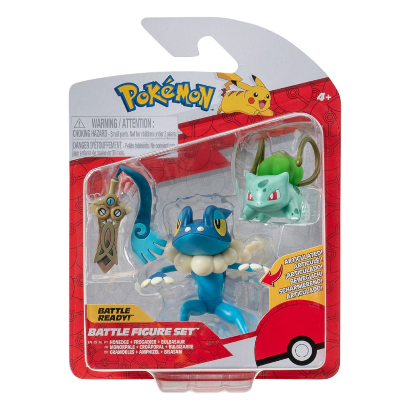 JAZPKW3599 Pokémon pack 3 figurines Battle Figure Set Monorpale, Bulbizarre 4, Croâporal 5 cm