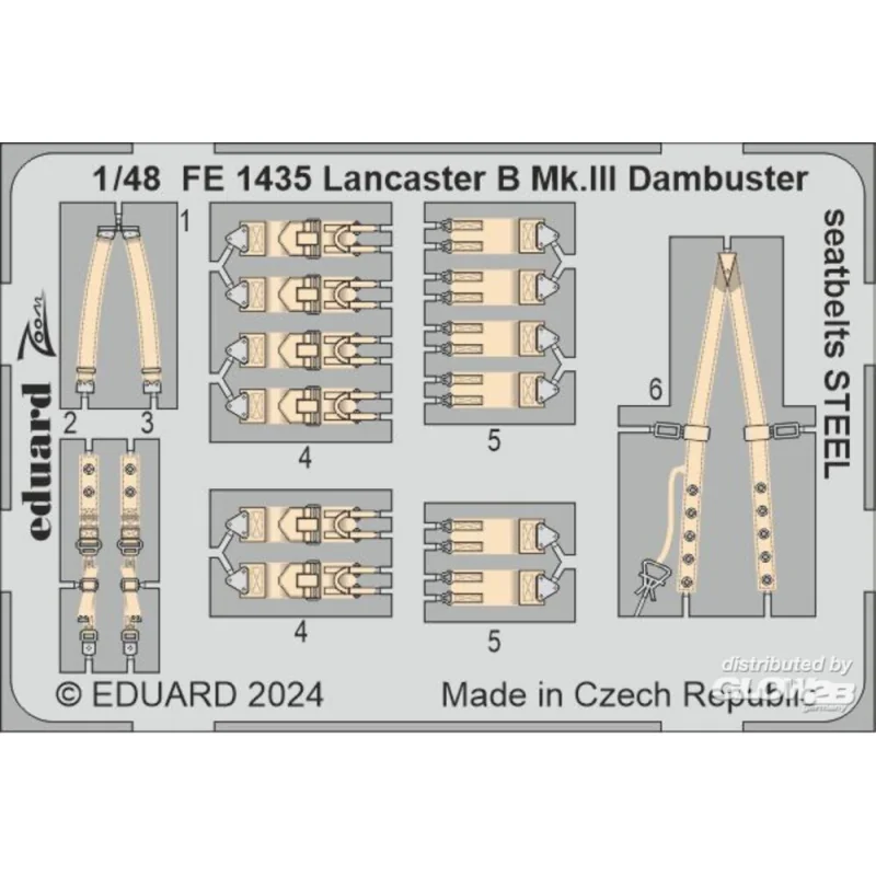 Lancaster B Mk.III Dambuster seatbelts STEEL 1/48 HKM