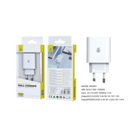 Embout secteur 3,4A - 1 port USB(18w) et 1 port Type C(20w) - NA0399 - Blanc