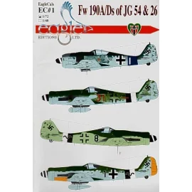 Décal Focke Wulf Fw 190A/D of JG54 and 26 (4) A-8 Black 10 StabIII. JG54 D-9 Brown 31 7/JG26 (II Gruppe) Black 8 14/JG26 (IV Gru