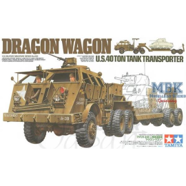 Transporteur de char US de la 2ème GM Dragon de 40 tonnes - 50 cm de long avec figurines déquipage 