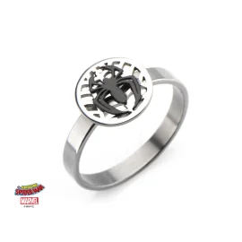 MARVEL - Women's Silver Plated Brass Spider-Man Ring - Size 9