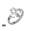 STAR WARS - Women's Stainless Steel Mandalorian Sym Cut Ring - Size 7