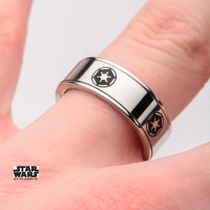 STAR WARS - Men's Stainless Steel Empire Symbol Spinner Ring - Size 10