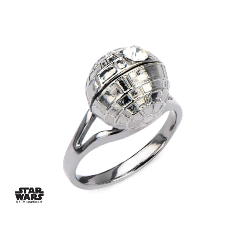 STAR WARS - Women's Stainless Steel 3D Death Star Ring - Size 7