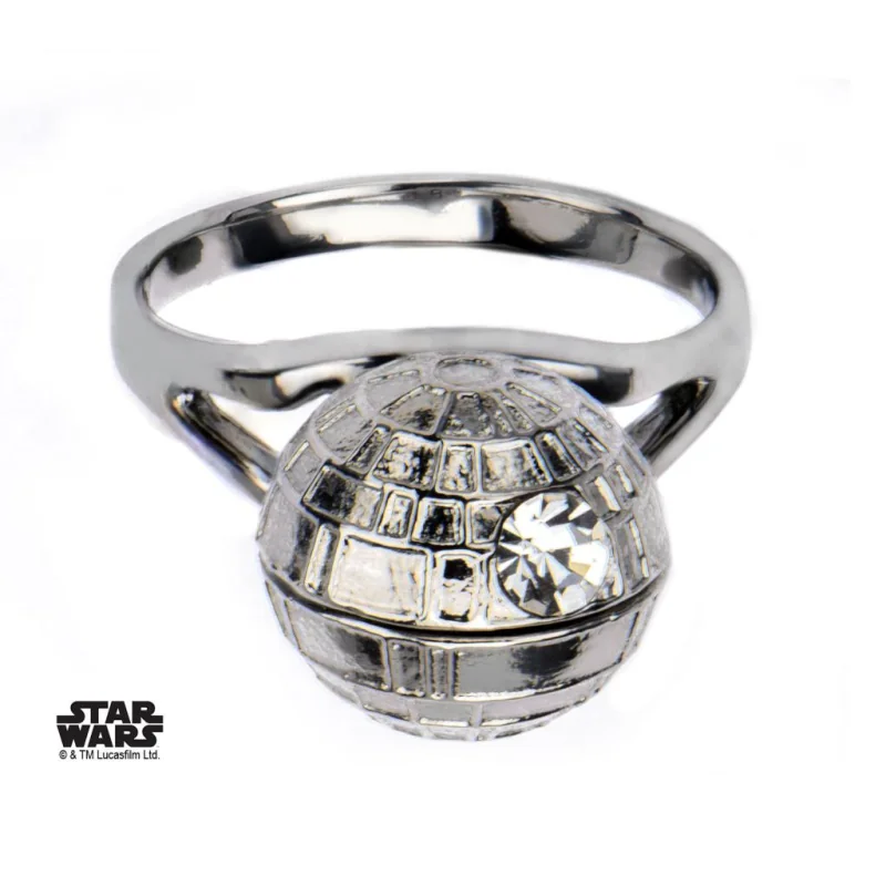 STAR WARS - Women's Stainless Steel 3D Death Star Ring - Size 7