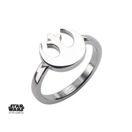 STAR WARS - Women's Stainless Steel Rebel Alliance Cut Ring - Size 7