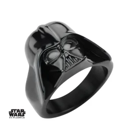 STAR WARS - Men's Stainless Steel Black 3D Darth Vader Ring - Size 12