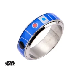 STAR WARS - Men's Stainless Steel R2D2 Spinner Ring - Size 12