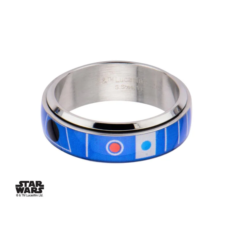 STAR WARS - Men's Stainless Steel R2D2 Spinner Ring - Size 12