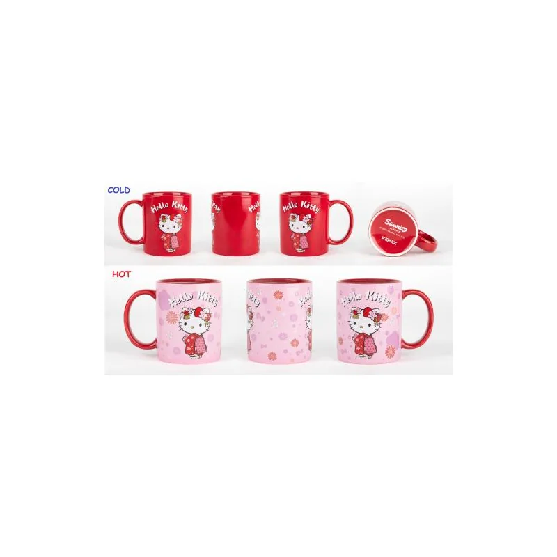 HELLO KITTY - Rouge Kimono - Mug Thermoréactif 320ml