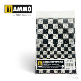  Checkered Marble. Square Die-cut Marble Tiles - 2 pcs