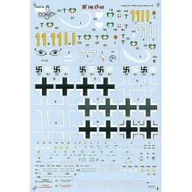 Décal Messerschmitt Bf 109G-5/6 (4) Yellow 1 Schilling 9.JG54 Yellow 11 Gerhard Kroll 9.JG54 White 1 Klemm 7.JG54 all have blue 