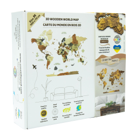 CARTE DU MONDE EN BOIS 3D сhocolate M