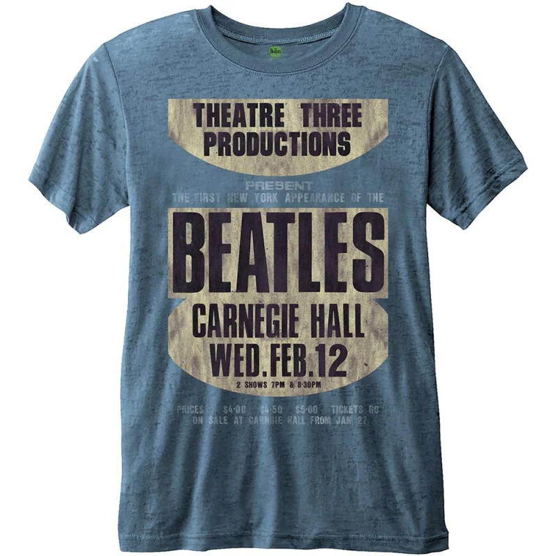 THE BEATLES - T-Shirt BurnOut Col - Carnegie Hall - Blue - Men