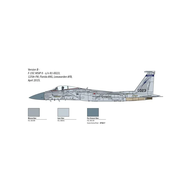 McDonnell F-15C Eagle SUPER FEUILLE DE DÉCALQUES POUR 4 VERSIONS - FEUILLE D'INSTRUCTIONS POUR LA COULEURLe Mc Donnel Douglas F-