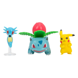  Pokémon pack 3 figurines Battle Figure Set Pikachu 2, Hypotrempe, Herbizarre 5 cm