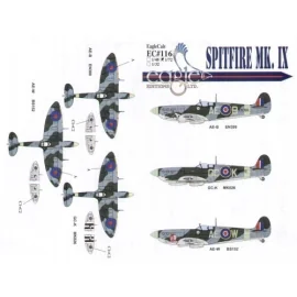 Décal Supermarine Spitfire Mk.IX (3) BS152 AE-W 402 Sqn RCAF S/L L.M.Cameron MK826 GC-K 412 Sqn RCAF W/C George Keefer EN398 AE-