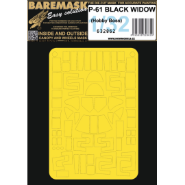  Northrop P-61B Black Widow - MASKS 1/32 Double-sided HGW's masking patterns, for clear parts .Printed number on each part - for