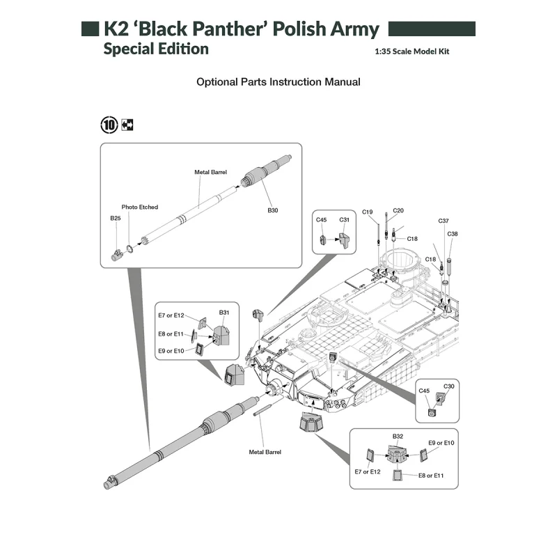 K2 'Black Panther' Polish Army MBT H2K35004 + PE PARTS + POLAROID STICKER