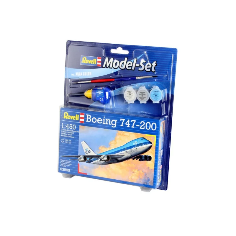 Boeing 747-200 Model Set - coffret contenant la maquette, les peintures, pinceau et colle 