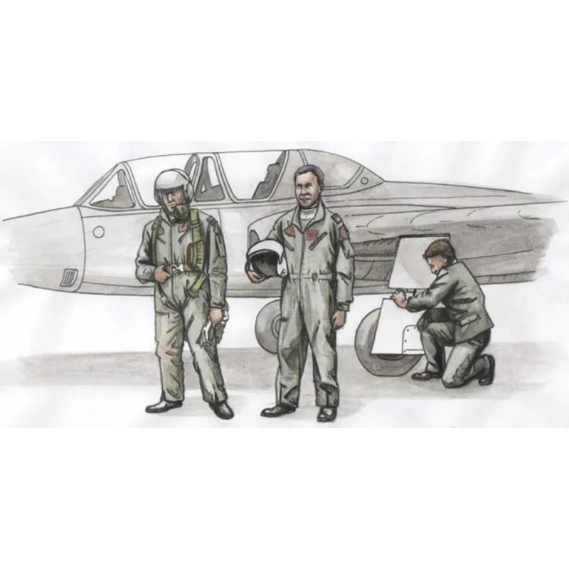 Deux Fouga Magister pilotes et un mécanicien (conçu pour être utilisé avec Airfix, Heller, Special Hobby et kits Valom) [Fouga C