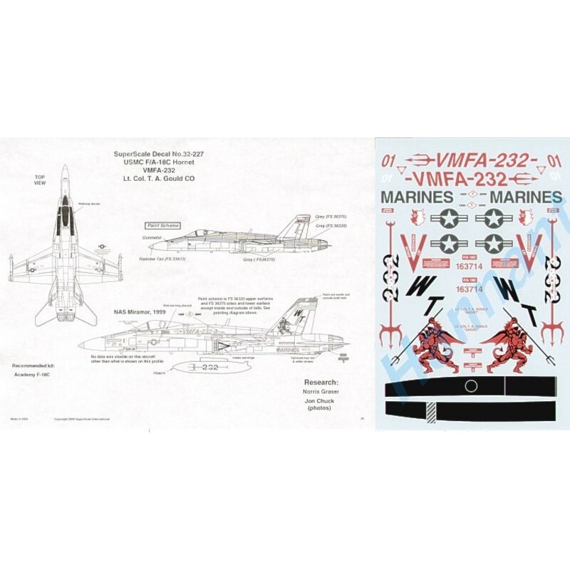 Décal F/A-18C Hornet USMC VMFA-232