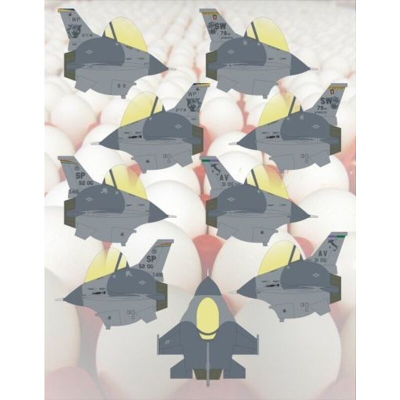 Décal F-16 Fighting Falcon grey paint schemes (pour les maquettes Hasegawa Egg)