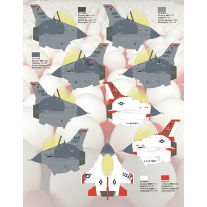 Décal F-16 Fighting Falcon grey paint schemes (pour les maquettes Hasegawa Egg)