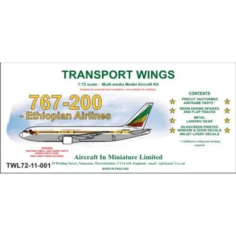 Boeing 767-200 decal set Ethiopian Airlines