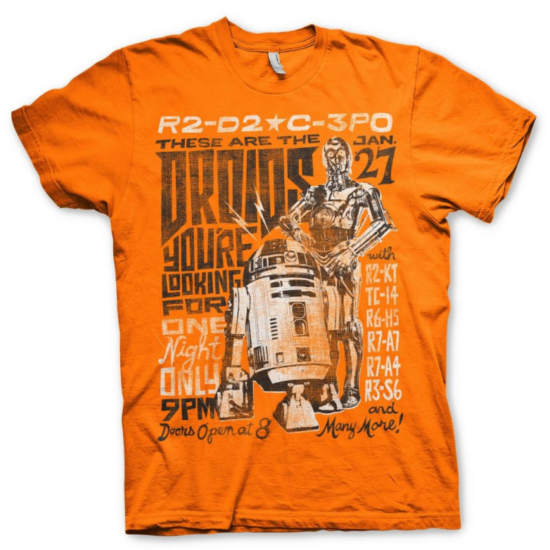 STAR WARS 7 - T-Shirt Droids Night - Orange 